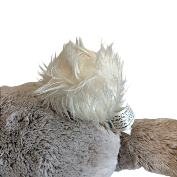 Pottery Barn Kids Fluffy Bunny Plush Embroidered Taupe and Cream 18” - Picture 5 of 6